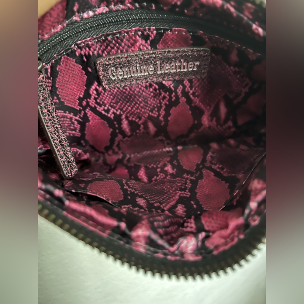HD BIKER BAG all leather deep purple black distressed studded convertible bag - Picture 5 of 13